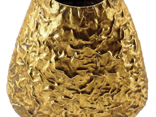 Βάζο Μεταλλικό Τσαλακωτό 15-00-22431 31x12x34cm Gold Marhome Μέταλλο