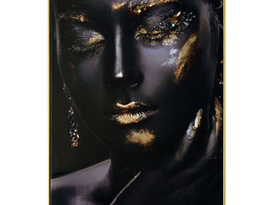 Κάδρο Γυναίκα 15-00-21141 63x93x3,5cm Black-Gold Marhome Κάθετοι Χαρτί,Μέταλλο