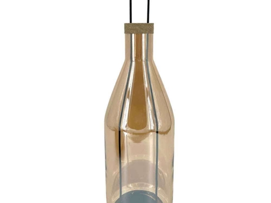Κηροπήγιο Μπουκάλι 15-00-23981 Φ15x55cm Black-Honey Marhome Μέταλλο,Γυαλί