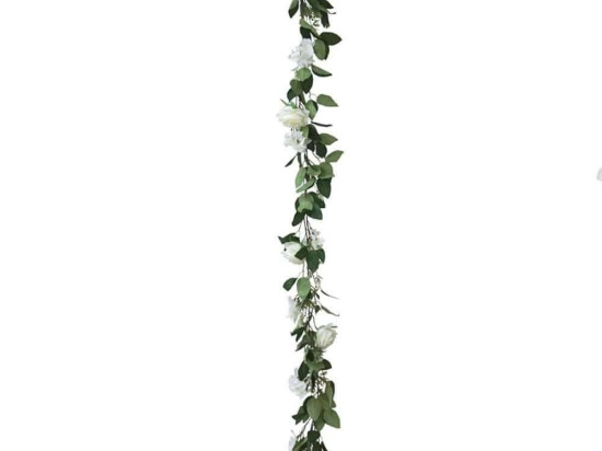 Τεχνητή Γιρλάντα Τριαντάφυλλα 00-00-23340-1 180cm White Marhome Πλαστικό, Ύφασμα