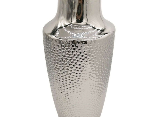 Βάζο Σφυρήλατο 15-00-23726 16,3x43,5cm Silver Marhome Κεραμικό