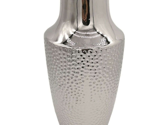 Βάζο Σφυρήλατο 15-00-23725 16x36,5cm Silver Marhome Κεραμικό