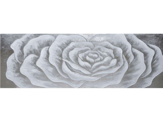 Πίνακας Καμβάς Τριαντάφυλλο 15-00-23522 150x50cm White-Silver Marhome Οριζόντιοι Καμβάς