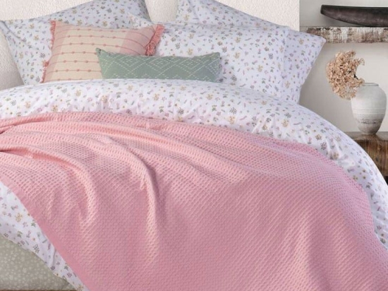 Κουβέρτα Πικέ New Golf 1154-Pink Nef-Nef Μονό 160x240cm 100% Βαμβάκι