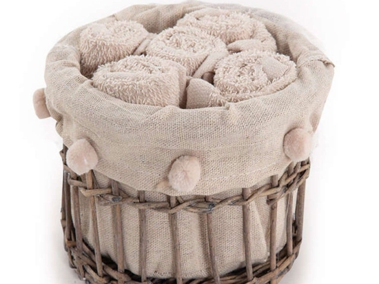Λαβέτες Please Σε Καλαθάκι Σετ 5τμχ 1123-Beige Nef-Nef Σετ Πετσέτες 30x30cm 100% Βαμβάκι