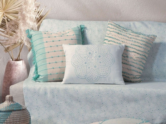 Ριχτάρι Restless White-Aqua Nef-Nef Διθέσιο 170x250cm Cotton-Polyester