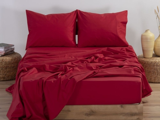Σεντόνι Basic Red Nef-Nef Μονό 170x270cm 100% Βαμβάκι