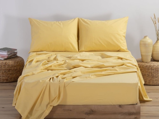 Σεντόνι Basic Με Λάστιχο Yellow Nef-Nef Ημίδιπλο 120x230cm 100% Βαμβάκι