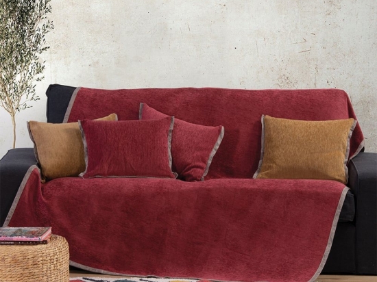 Ριχτάρι New Tanger Bordo-Ecru Nef-Nef Τριθέσιο 180x300cm Ακρυλικό-Πολυέστερ