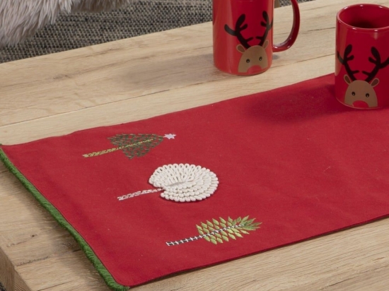 Runner Χριστουγεννιάτικο Tiffani Red Nef-Nef 33X150