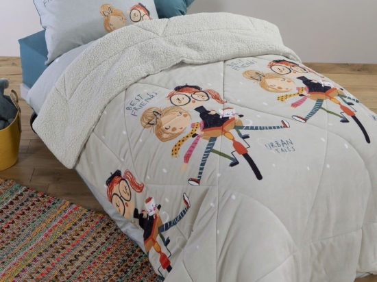Κουβερτοπάπλωμα Παιδικό Girlfriends Aqua Nef-Nef Μονό 160x220cm Πολυέστερ