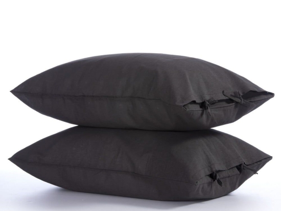 Μαξιλαροθήκες Cotton-Linen (Σετ 2τμχ) Anthracite Nef-Nef 52X72 Βαμβάκι-Λινό