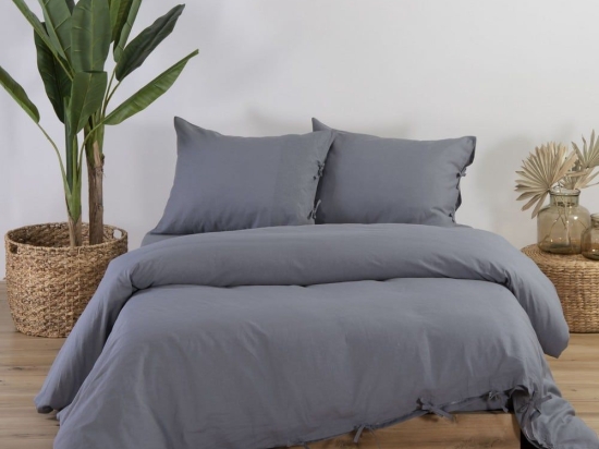 Παπλωματοθήκη Cotton-Linen Grey Nef-Nef Μονό 160x220cm Βαμβάκι-Λινό