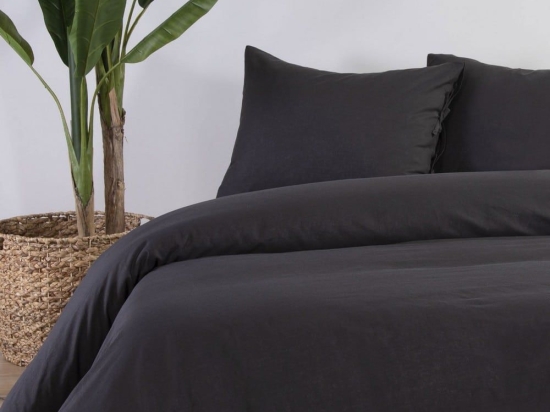 Σεντόνι Cotton-Linen Anthracite Nef-Nef Μονό Βαμβάκι-Λινό