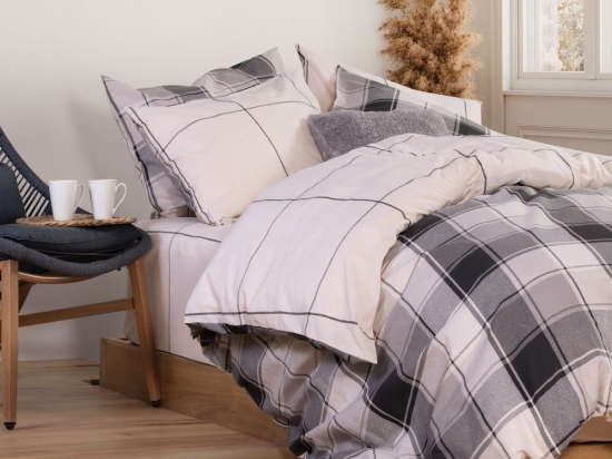 Σεντόνια Julius Με Λάστιχο (Σετ 4τμχ) Black-Ecru Nef-Nef King Size 180x235cm 100% Βαμβάκι