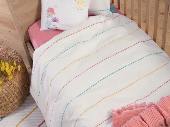 Κουβέρτα Βρεφική Life Line Coral-Yellow Nef-Nef Κούνιας 110x150cm 100% Βαμβάκι