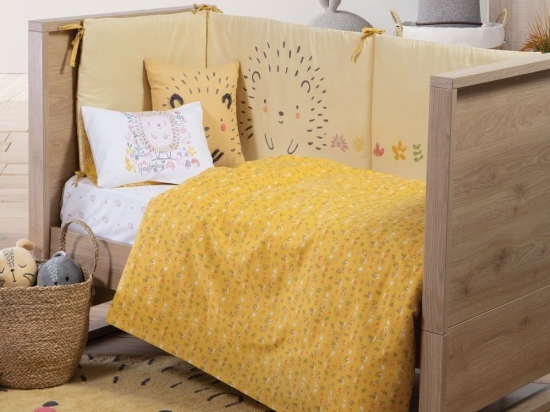 Σεντόνια Βρεφικά Cute Hedgehog (Σετ 2τμχ) Yellow Nef-Nef Λίκνου 70x120cm 100% Βαμβάκι