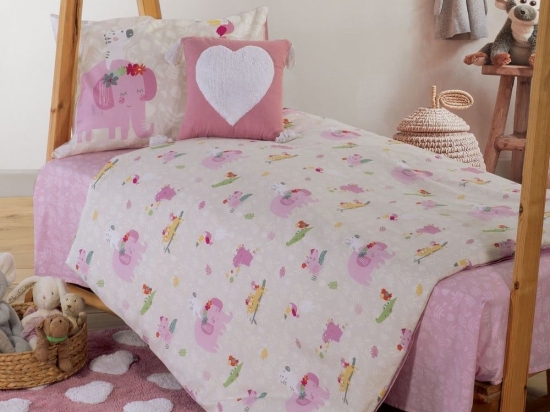 Σεντόνια Παιδικά Funny Jungle (Σετ 3τμχ) Beige-Lilac Nef-Nef Μονό 170x260cm 100% Βαμβάκι