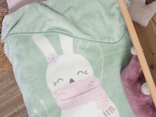 Κουβέρτα Βρεφική I Love Bunnies Pistachio Nef-Nef Κούνιας 100x140cm Πολυέστερ