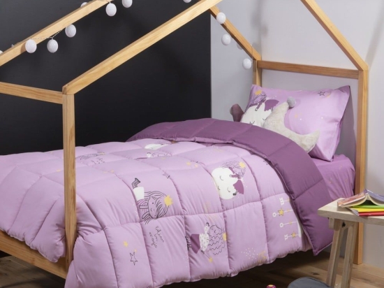 Πάπλωμα Παιδικό Magic On The Moon Mauve Nef-Nef Μονό 160x220cm Πολυέστερ