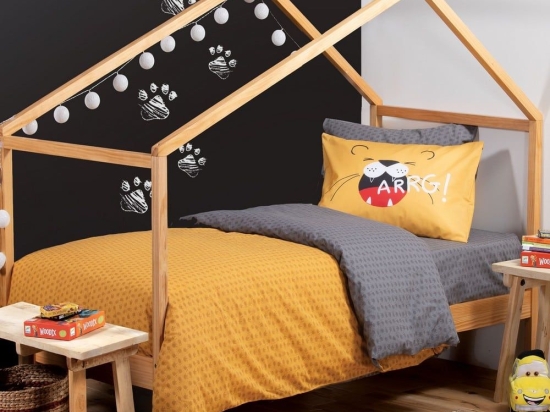 Σεντόνια Παιδικά Angry Lion (Σετ 3τμχ) Gold Nef-Nef Μονό 170x260cm 100% Βαμβάκι