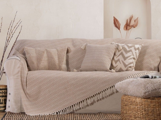 Ριχτάρι Zackren Beige-Natural Nef-Nef Διθέσιο 180x250cm Βαμβάκι-Πολυέστερ