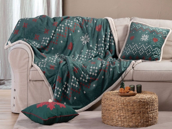 Ριχτάρι Sherpa Holly Jolly Green Nef-Nef Πολυθρόνα 130x180cm Πολυέστερ
