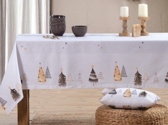 Τραπεζομάντηλο Χριστουγεννιάτικο Perfect Christmas Off White Nef-Nef 140X180