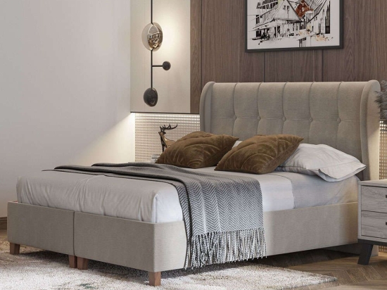 Κρεβάτι Νο85 160x200x120cm Ecru Υπέρδιπλo