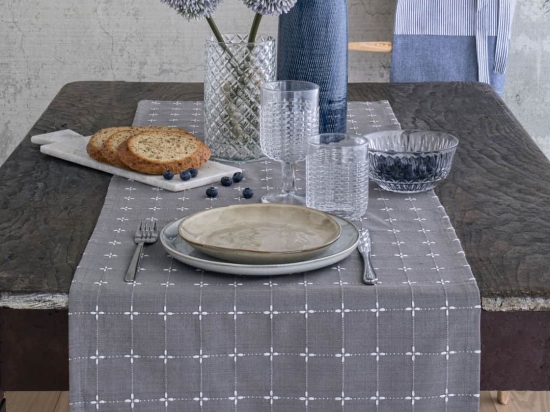 Amo la Casa Τραβέρσα Βαμβακερή 45X140 - Cross Γκρι