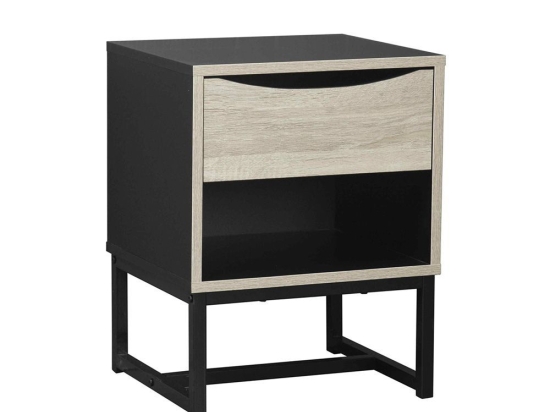 Κομοδίνο Edge Black Sonoma 39x35xH50cm 09-1107 Μελαμίνη,Μέταλλο