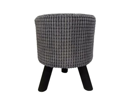 Σκαμπό Pixel Grey D30xH39cm 16-0409 Σετ 4τμχ Βελούδο, Ξύλο