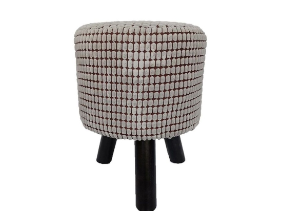 Σκαμπό Pixel Latte D30xH39cm 16-0410 Σετ 4τμχ Βελούδο, Ξύλο
