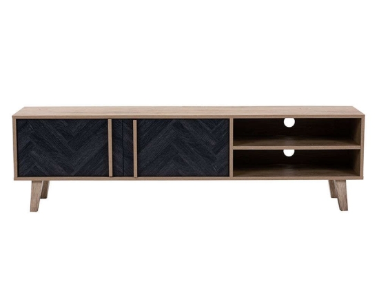 Έπιπλο Τηλεόρασης Albero 05-0435 160x35xH45cm Sonoma-Black Μοριοσανίδα, Μελαμίνη