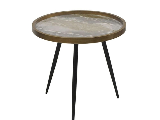 Τραπέζι Σαλονιού Reef Coffee Table D60xH45cm Multi-Black Pattern Mdf,Μέταλλο