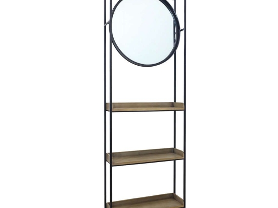 Έπιπλο Εισόδου Με Καθρέπτη Entry 61x17,5xH181,5cm Natural-Black 18-0006 Μέταλλο,Ξύλο