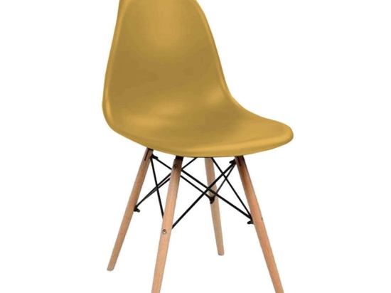 Καρέκλα Τραπεζαρίας Eiffel 42x51,5xΗ81cm Mustard 03-0749 Σετ 4τμχ Ξύλο,Πολυπροπυλένιο