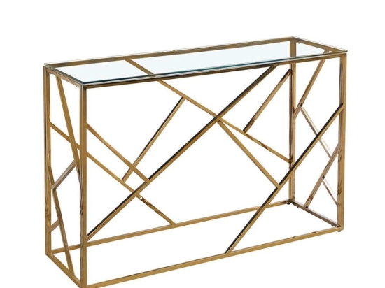 Κονσόλα Bonsai 120x40xH78cm Gold 05-0468 Μέταλλο,Γυαλί