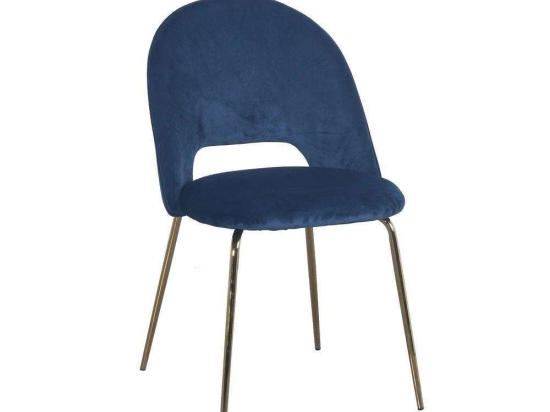 Καρέκλα Tokyo 03-0775 48x54x81cm Blue Βελούδο, Μέταλλο