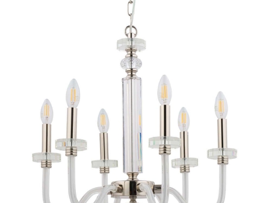 Φωτιστικό Οροφής Hampton 8154 6x40W E14 Silver-Clear Nowodvorski Μέταλλο,Γυαλί