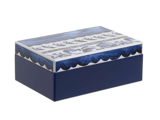 Κουτί Ξύλινο 3-70-105-0764 Blue-White 17Χ11,5Χ6,5 Inart Ξύλο