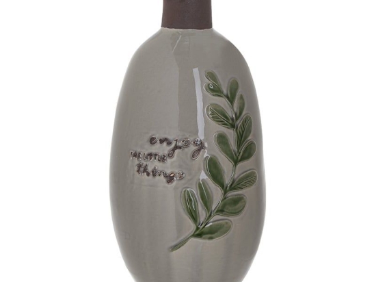Βάζο Κεραμικό 3-70-663-0276 Grey Enjoy Δ16.5X31.5 Inart Κεραμικό