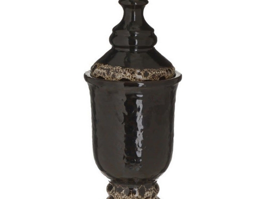Βάζο Με Καπάκι 3-70-685-0166 13Χ35 Ecru-Black Inart Κεραμικό