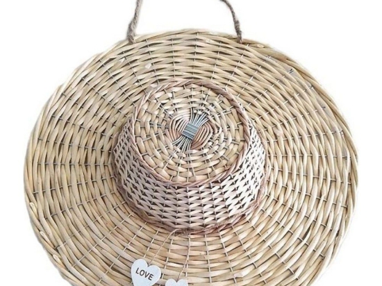 Διακοσμητικό Επιτοίχιο Καπέλο 3-70-823-0200 Natural 48X10X48-60 Inart Ψάθα