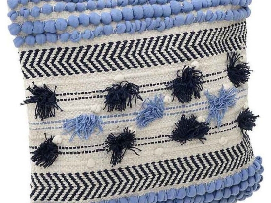 Μαξιλάρι Διακοσμητικό (Με Γέμιση) 3-40-485-0009 White-Blue Inart 45X45 45x45cm Ύφασμα