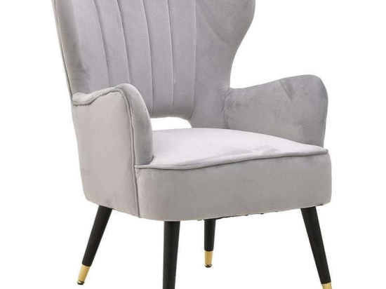 Πολυθρόνα Βελούδινη 3-50-466-0080 67Χ73Χ91-44 Grey Inart Βελούδο, Μέταλλο
