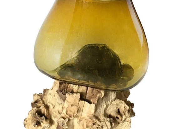 Βάζο 3-70-722-0013 22Χ22Χ25 Natural-Honey Inart Ξύλο,Γυαλί
