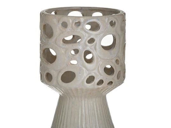 Βάζο Διάτρητο Κεραμικό 3-70-078-0021 15Χ23 Beige Inart Κεραμικό