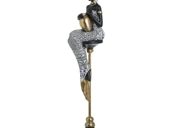 Γυναικεία Φιγούρα 3-70-301-0105 11X10X43 Black-Gold Inart Πολυρεσίνη
