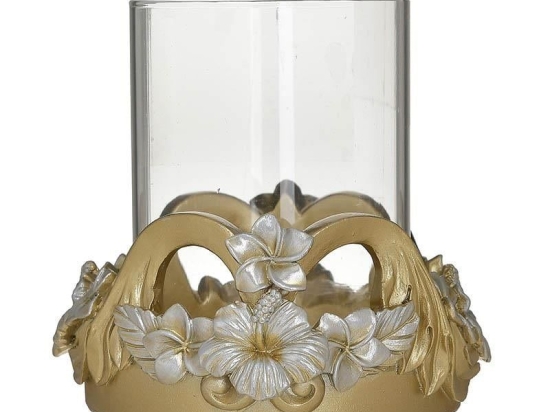 Κηροπήγιο 3-70-167-0021 12,5Χ12 Gold-Silver Inart Γυαλί,Polyresin